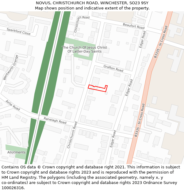 NOVUS, CHRISTCHURCH ROAD, WINCHESTER, SO23 9SY: Location map and indicative extent of plot