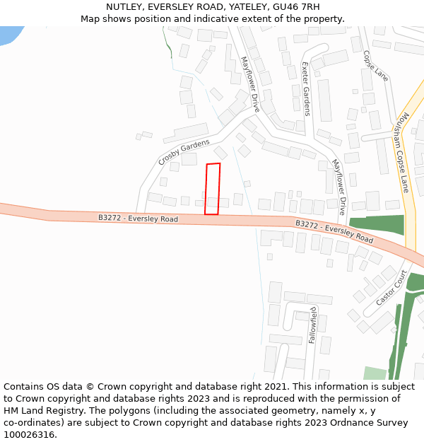 NUTLEY, EVERSLEY ROAD, YATELEY, GU46 7RH: Location map and indicative extent of plot