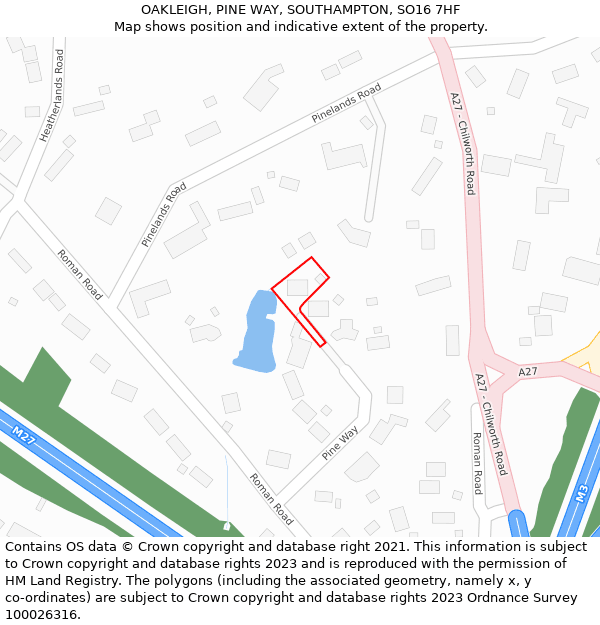 OAKLEIGH, PINE WAY, SOUTHAMPTON, SO16 7HF: Location map and indicative extent of plot