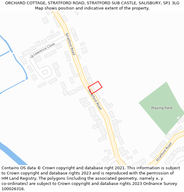 ORCHARD COTTAGE, STRATFORD ROAD, STRATFORD SUB CASTLE, SALISBURY, SP1 3LG: Location map and indicative extent of plot