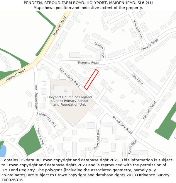 PENDEEN, STROUD FARM ROAD, HOLYPORT, MAIDENHEAD, SL6 2LH: Location map and indicative extent of plot