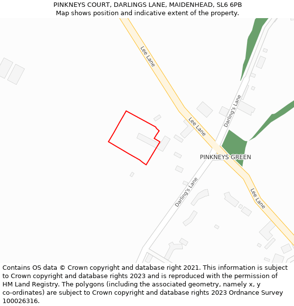 PINKNEYS COURT, DARLINGS LANE, MAIDENHEAD, SL6 6PB: Location map and indicative extent of plot