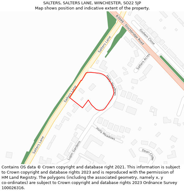 SALTERS, SALTERS LANE, WINCHESTER, SO22 5JP: Location map and indicative extent of plot