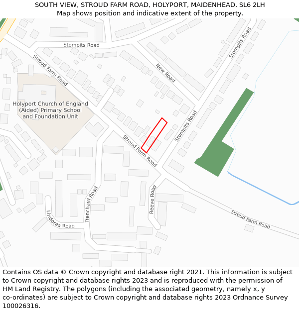 SOUTH VIEW, STROUD FARM ROAD, HOLYPORT, MAIDENHEAD, SL6 2LH: Location map and indicative extent of plot