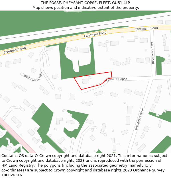 THE FOSSE, PHEASANT COPSE, FLEET, GU51 4LP: Location map and indicative extent of plot