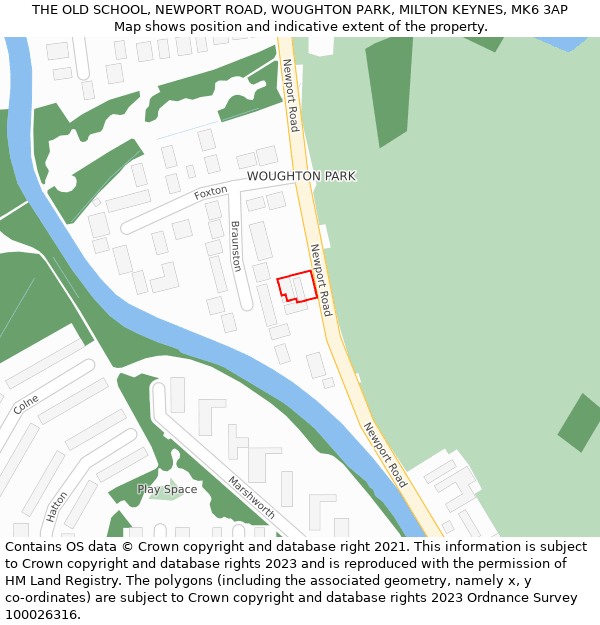THE OLD SCHOOL, NEWPORT ROAD, WOUGHTON PARK, MILTON KEYNES, MK6 3AP: Location map and indicative extent of plot