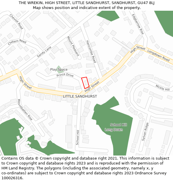 THE WREKIN, HIGH STREET, LITTLE SANDHURST, SANDHURST, GU47 8LJ: Location map and indicative extent of plot