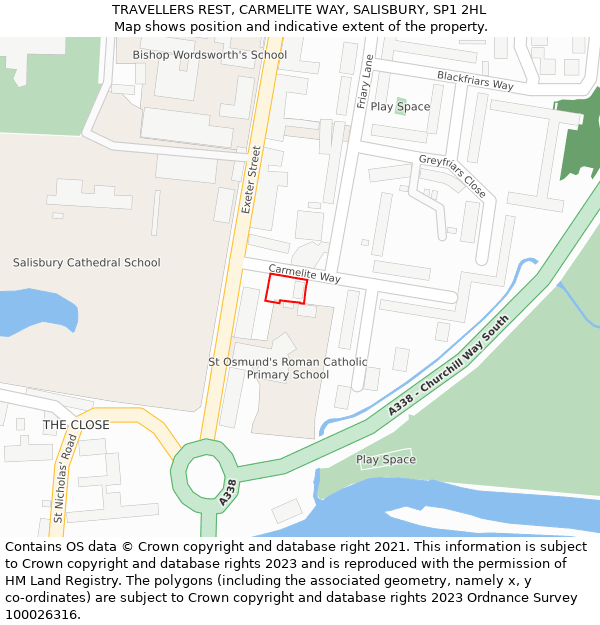 TRAVELLERS REST, CARMELITE WAY, SALISBURY, SP1 2HL: Location map and indicative extent of plot