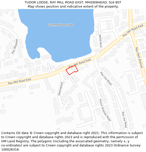 TUDOR LODGE, RAY MILL ROAD EAST, MAIDENHEAD, SL6 8ST: Location map and indicative extent of plot