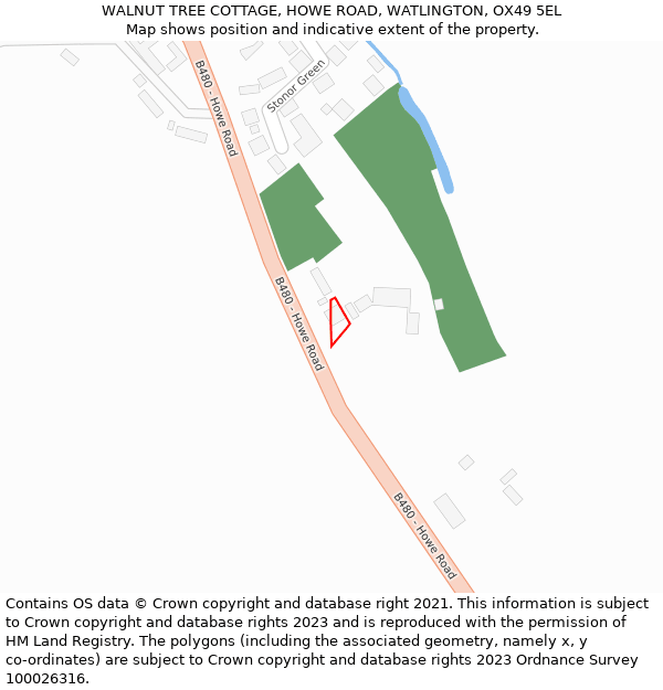 WALNUT TREE COTTAGE, HOWE ROAD, WATLINGTON, OX49 5EL: Location map and indicative extent of plot