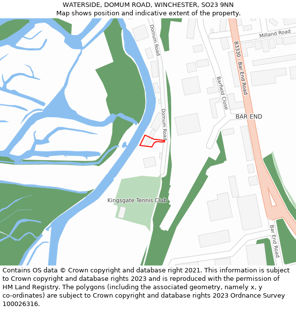 WATERSIDE, DOMUM ROAD, WINCHESTER, SO23 9NN: Location map and indicative extent of plot