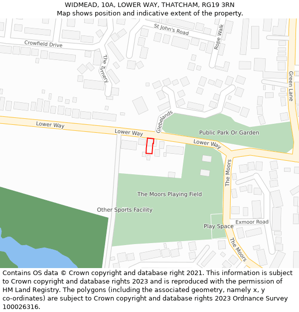 WIDMEAD, 10A, LOWER WAY, THATCHAM, RG19 3RN: Location map and indicative extent of plot