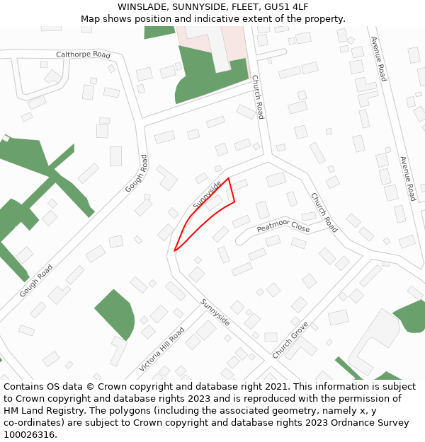WINSLADE, SUNNYSIDE, FLEET, GU51 4LF: Location map and indicative extent of plot