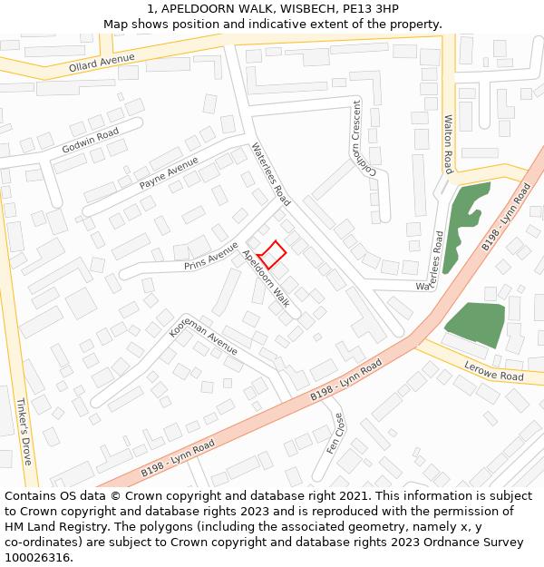 1, APELDOORN WALK, WISBECH, PE13 3HP: Location map and indicative extent of plot