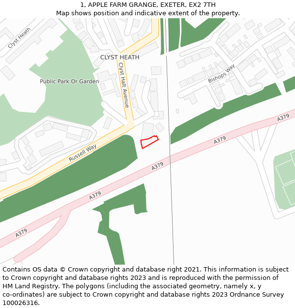 1, APPLE FARM GRANGE, EXETER, EX2 7TH: Location map and indicative extent of plot