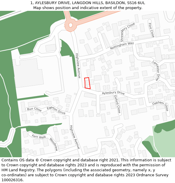 1, AYLESBURY DRIVE, LANGDON HILLS, BASILDON, SS16 6UL: Location map and indicative extent of plot