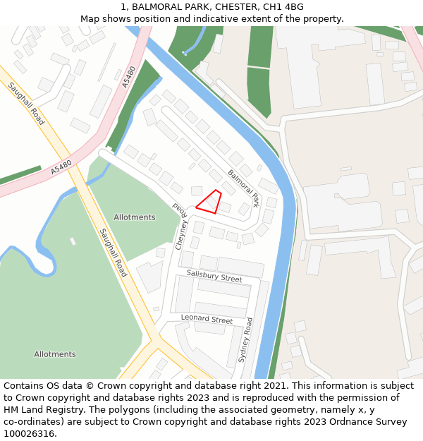 1, BALMORAL PARK, CHESTER, CH1 4BG: Location map and indicative extent of plot