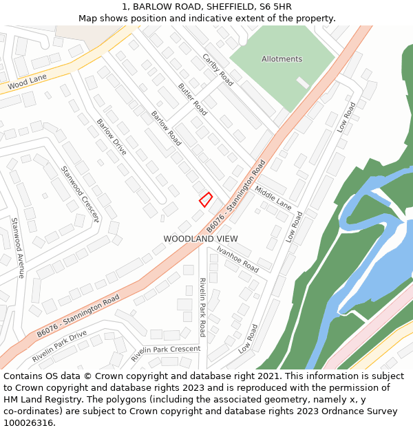 1, BARLOW ROAD, SHEFFIELD, S6 5HR: Location map and indicative extent of plot