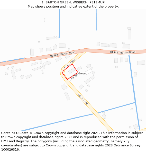 1, BARTON GREEN, WISBECH, PE13 4UP: Location map and indicative extent of plot