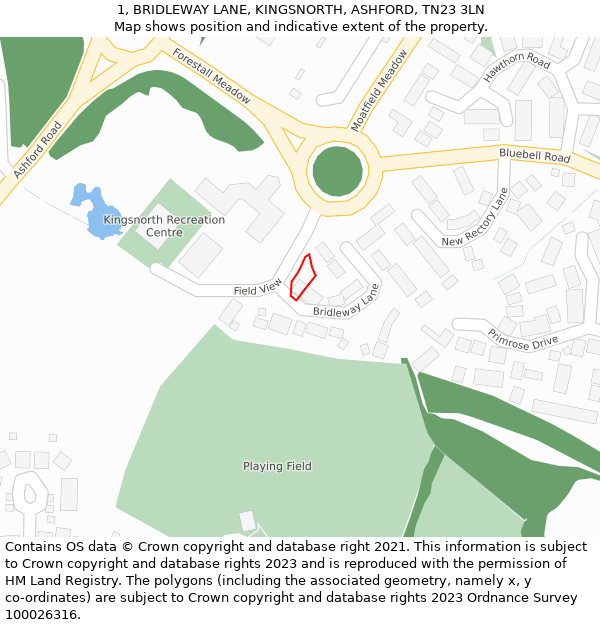 1, BRIDLEWAY LANE, KINGSNORTH, ASHFORD, TN23 3LN: Location map and indicative extent of plot