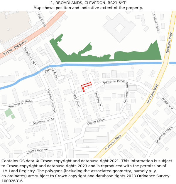 1, BROADLANDS, CLEVEDON, BS21 6YT: Location map and indicative extent of plot