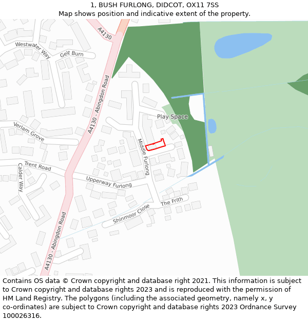 1, BUSH FURLONG, DIDCOT, OX11 7SS: Location map and indicative extent of plot