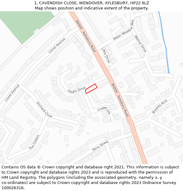 1, CAVENDISH CLOSE, WENDOVER, AYLESBURY, HP22 6LZ: Location map and indicative extent of plot