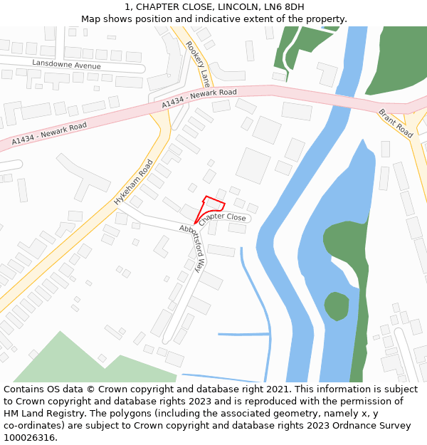 1, CHAPTER CLOSE, LINCOLN, LN6 8DH: Location map and indicative extent of plot