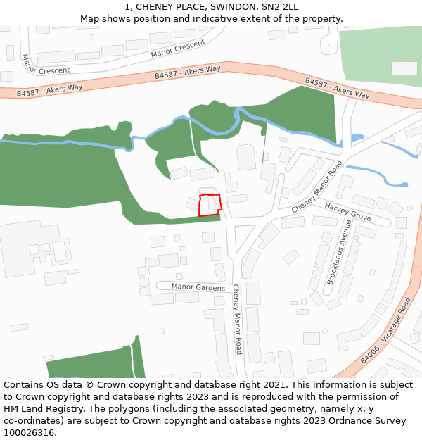 1, CHENEY PLACE, SWINDON, SN2 2LL: Location map and indicative extent of plot