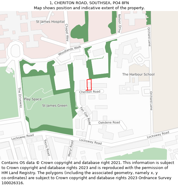 1, CHERITON ROAD, SOUTHSEA, PO4 8FN: Location map and indicative extent of plot