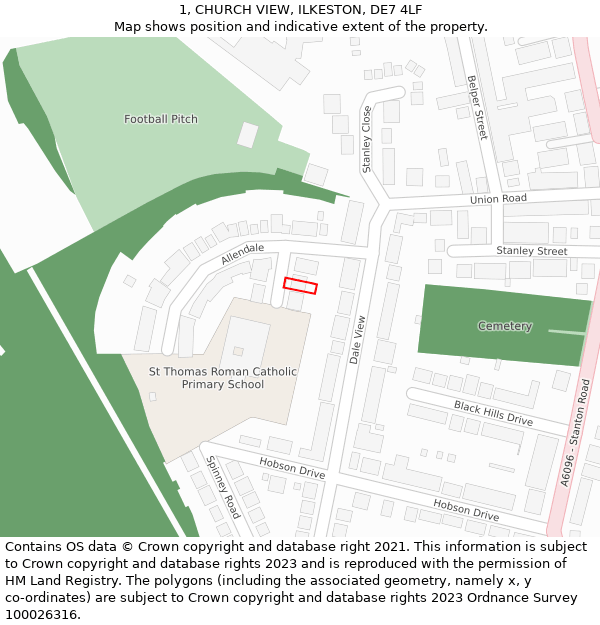 1, CHURCH VIEW, ILKESTON, DE7 4LF: Location map and indicative extent of plot