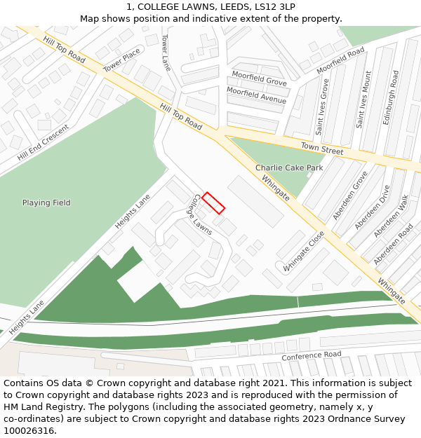 1, COLLEGE LAWNS, LEEDS, LS12 3LP: Location map and indicative extent of plot
