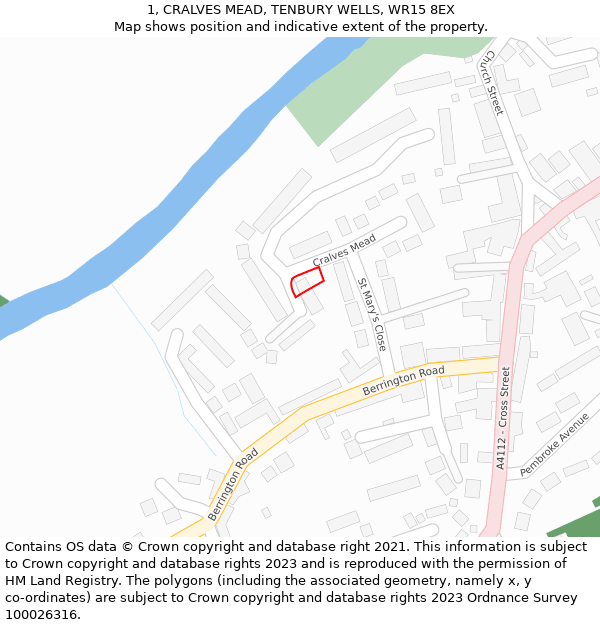 1, CRALVES MEAD, TENBURY WELLS, WR15 8EX: Location map and indicative extent of plot