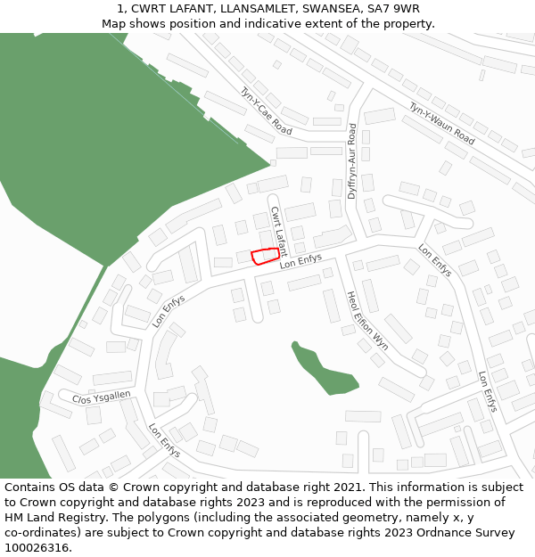 1, CWRT LAFANT, LLANSAMLET, SWANSEA, SA7 9WR: Location map and indicative extent of plot