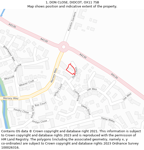 1, DON CLOSE, DIDCOT, OX11 7SB: Location map and indicative extent of plot