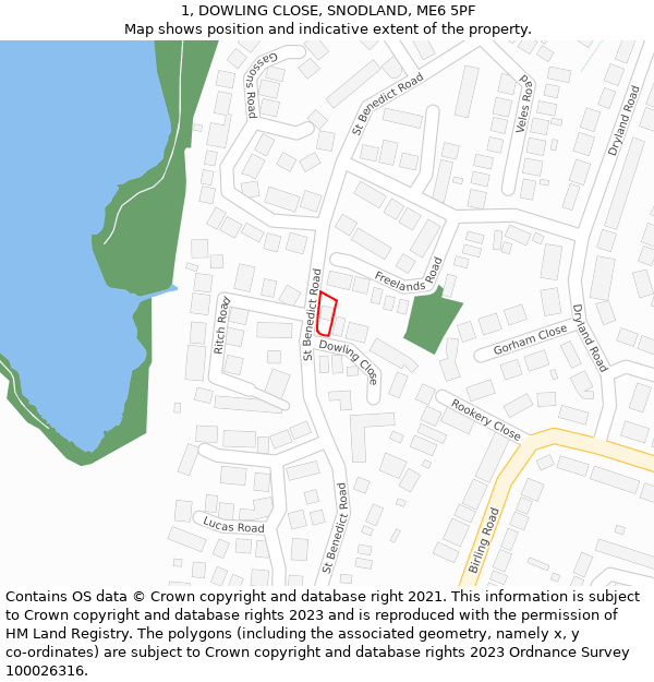 1, DOWLING CLOSE, SNODLAND, ME6 5PF: Location map and indicative extent of plot