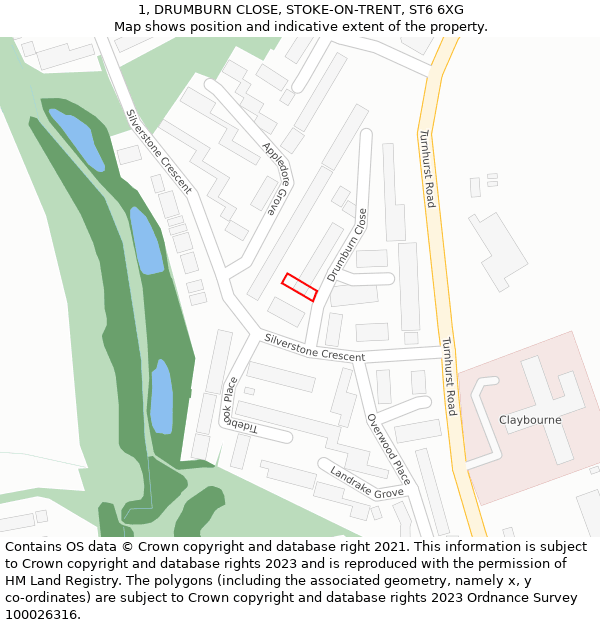 1, DRUMBURN CLOSE, STOKE-ON-TRENT, ST6 6XG: Location map and indicative extent of plot