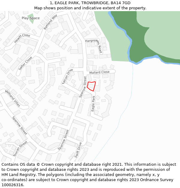 1, EAGLE PARK, TROWBRIDGE, BA14 7GD: Location map and indicative extent of plot