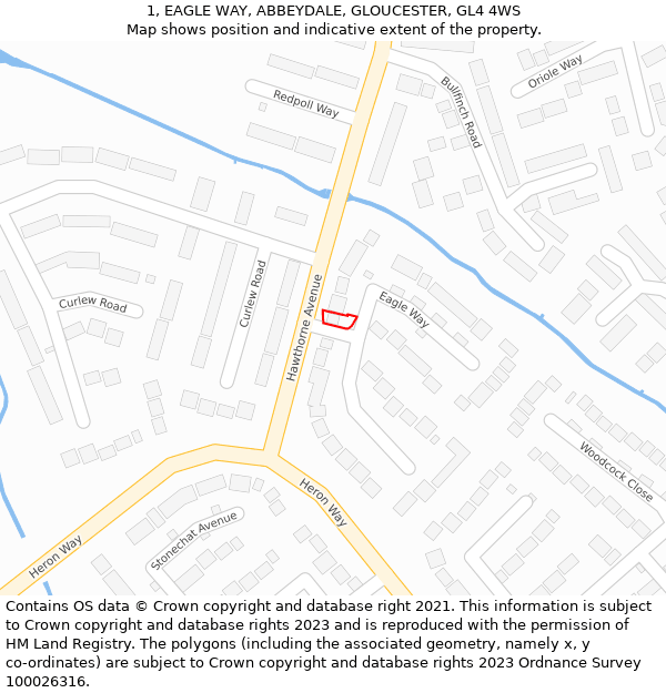 1, EAGLE WAY, ABBEYDALE, GLOUCESTER, GL4 4WS: Location map and indicative extent of plot