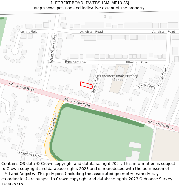 1, EGBERT ROAD, FAVERSHAM, ME13 8SJ: Location map and indicative extent of plot