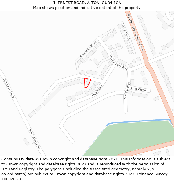 1, ERNEST ROAD, ALTON, GU34 1GN: Location map and indicative extent of plot