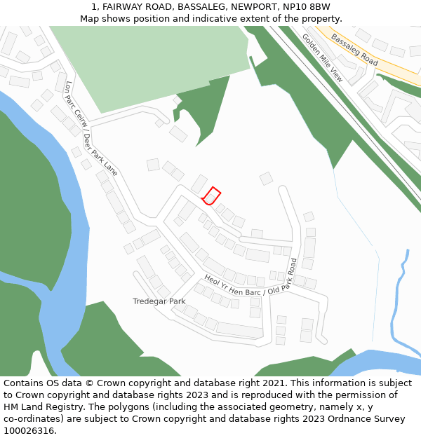 1, FAIRWAY ROAD, BASSALEG, NEWPORT, NP10 8BW: Location map and indicative extent of plot