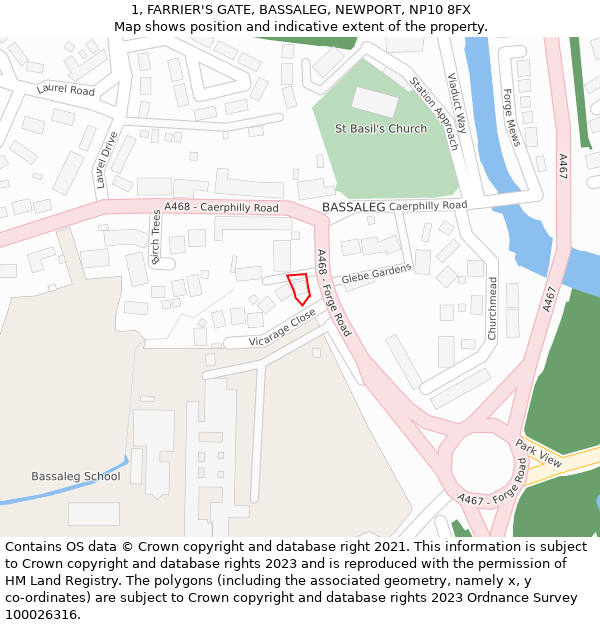 1, FARRIER'S GATE, BASSALEG, NEWPORT, NP10 8FX: Location map and indicative extent of plot