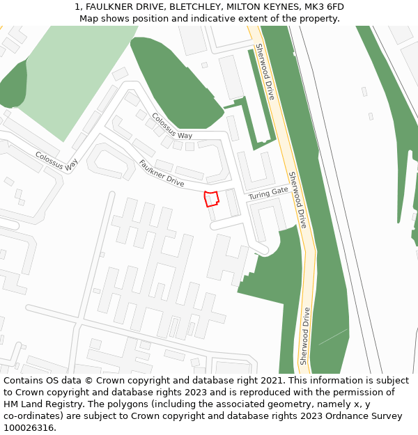 1, FAULKNER DRIVE, BLETCHLEY, MILTON KEYNES, MK3 6FD: Location map and indicative extent of plot