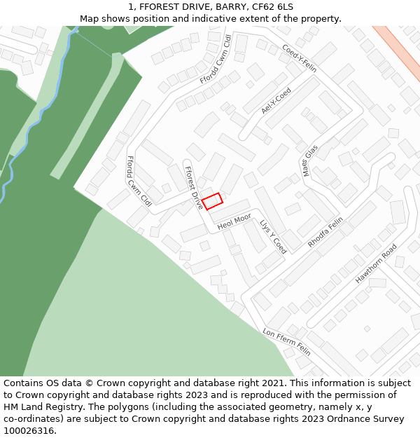 1, FFOREST DRIVE, BARRY, CF62 6LS: Location map and indicative extent of plot