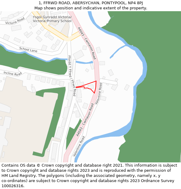 1, FFRWD ROAD, ABERSYCHAN, PONTYPOOL, NP4 8PJ: Location map and indicative extent of plot