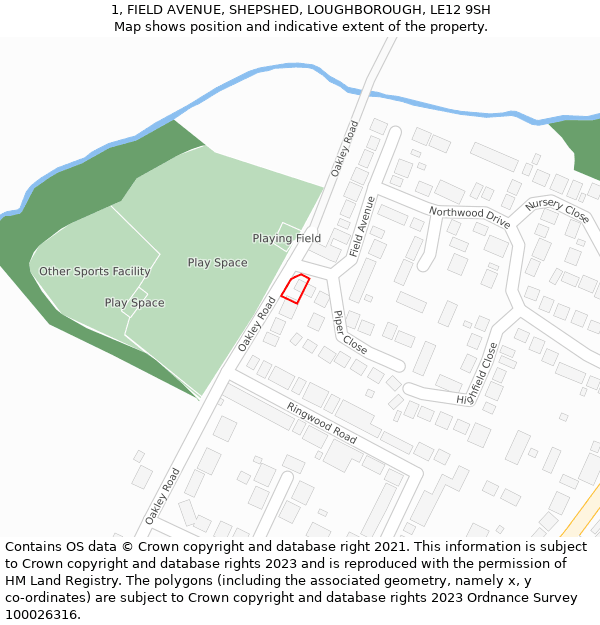 1, FIELD AVENUE, SHEPSHED, LOUGHBOROUGH, LE12 9SH: Location map and indicative extent of plot