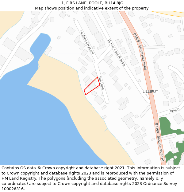 1, FIRS LANE, POOLE, BH14 8JG: Location map and indicative extent of plot