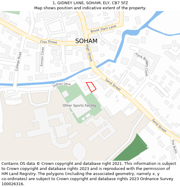 1, GIDNEY LANE, SOHAM, ELY, CB7 5FZ: Location map and indicative extent of plot