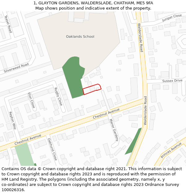 1, GLAYTON GARDENS, WALDERSLADE, CHATHAM, ME5 9FA: Location map and indicative extent of plot